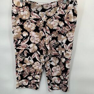 Belle Kim Gravel Pique Fresh Picked Capri‎ Large Black Floral A639670